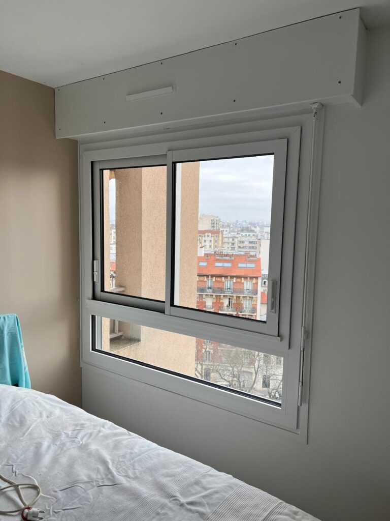 Baie coulissante aluminium avec volet roulant — Fenêtres aluminium à Paris 17e
